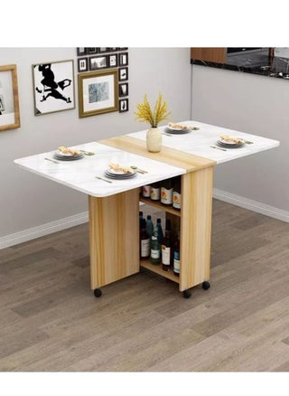 Folding Dining Table Kitchen Island, Versatile Wheels Portable Dinner Table with 6 Wheels and Two-Tier Storage Shelf - pzsku/Z4A8A8173B52E30A554AAZ/45/_/1688498260/53d1d3e4-7302-4cd4-8935-63ab9b6a4fcc