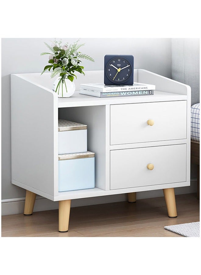 Hihonor Modern Nightstand, Adorable and Practical End Side Table with Open Storage Shelf, Fashion Bedroom Furniture (White,  2drawer with Compartment，48*43*30cm) - Image 1