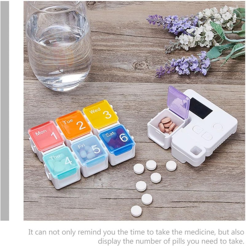 Detachable Electronic Weekly Medicine Organizer Box 7 Compartments Portable Sealed Pill Case with Timer Reminder for Travel and Daily Medication - Image 3