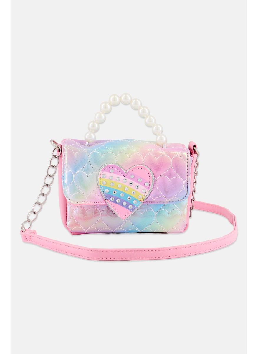 OMG Accessories Heart Quilted Cross Body Bag 13 H x 15 L x 6 W cm, Pink  - Image 2