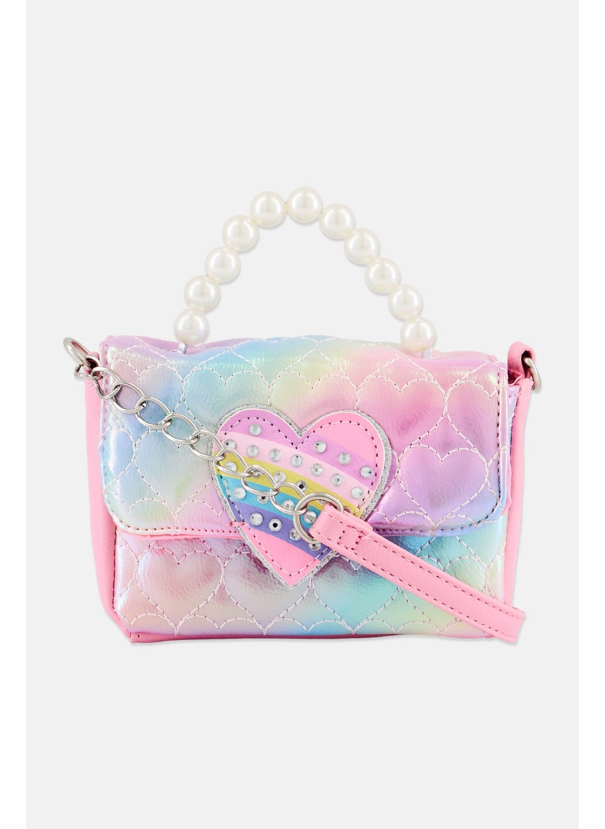 OMG Accessories Heart Quilted Cross Body Bag 13 H x 15 L x 6 W cm, Pink  - Image 1