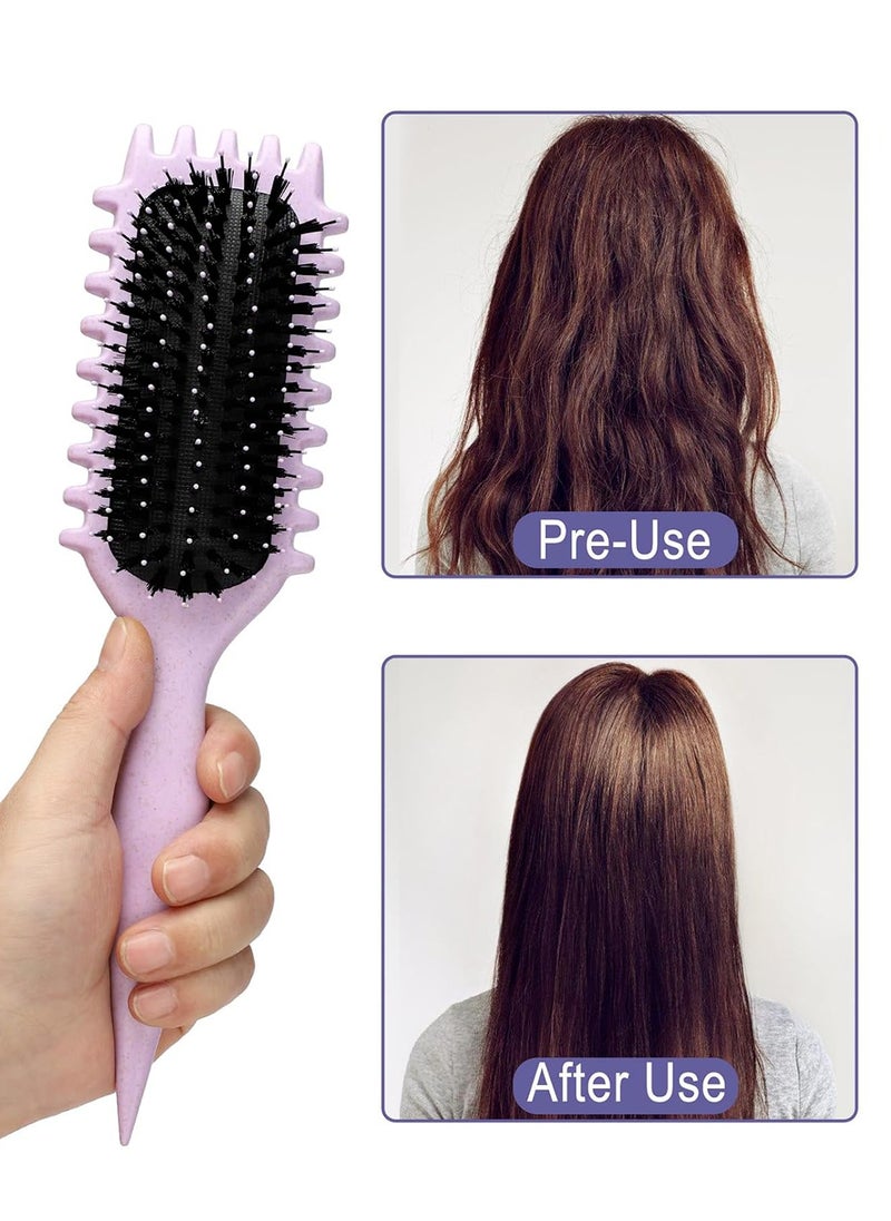 Kidoh Bounce Curl Defining Hair Brush for Curly Hair - Styling & Detangler Brush with Comb, Air-Filled Cushion, Vegan Fiber, Nylon Faux Boar Bristles for Smoothing, Detangling, Scalp Massage & Relaxation - Unisex Hair Styling Tool (Lavender)  - Image 4