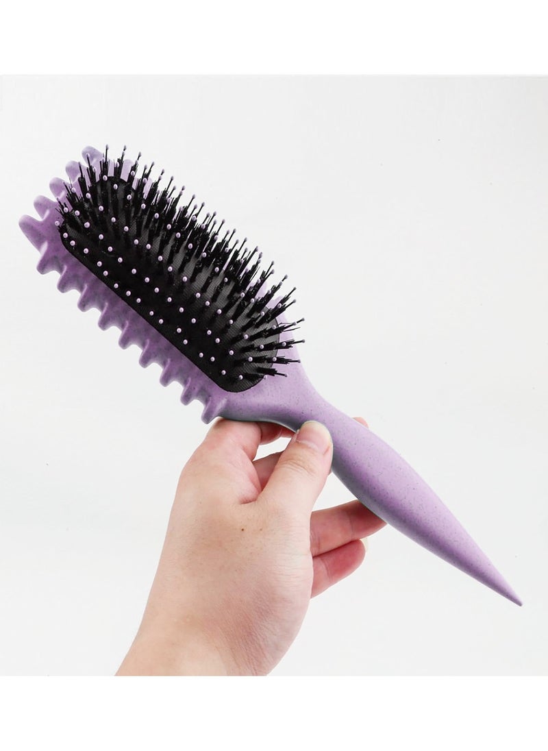 Kidoh Bounce Curl Defining Hair Brush for Curly Hair - Styling & Detangler Brush with Comb, Air-Filled Cushion, Vegan Fiber, Nylon Faux Boar Bristles for Smoothing, Detangling, Scalp Massage & Relaxation - Unisex Hair Styling Tool (Lavender)  - Image 5