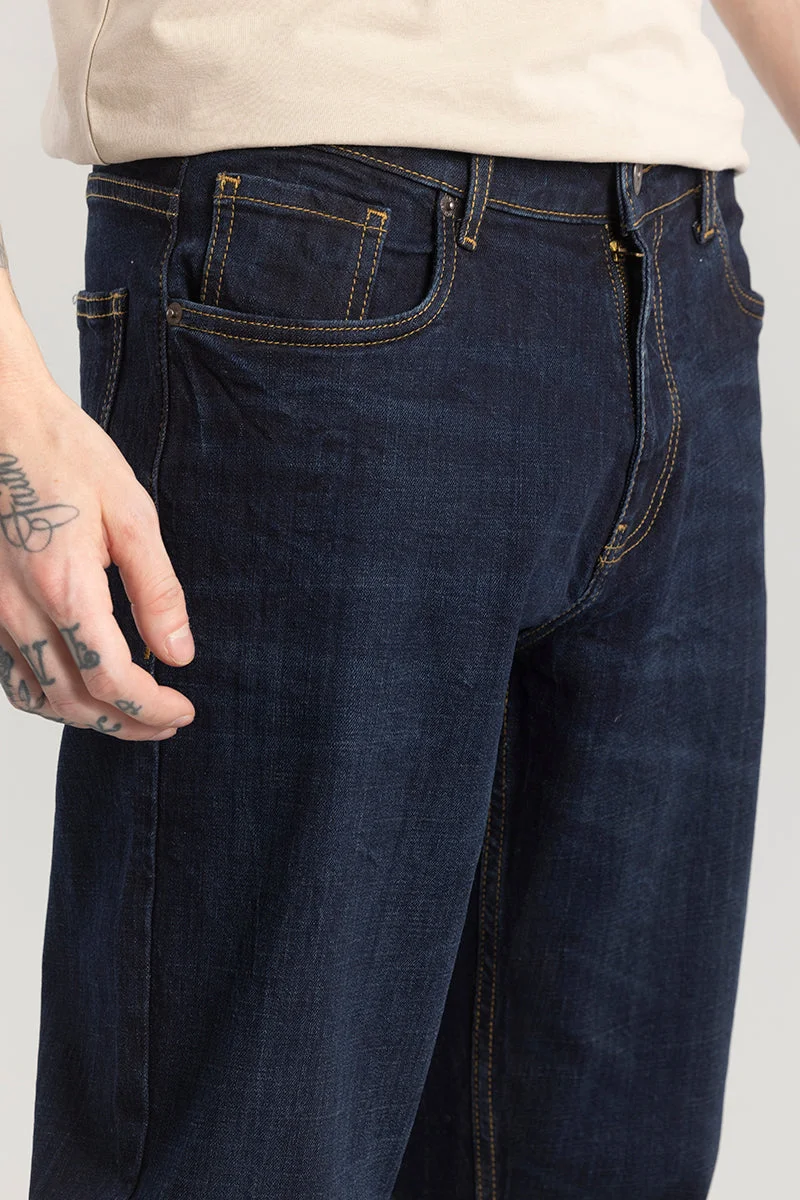 سنيتش Navy Solid Flared Fit Casual Jeans