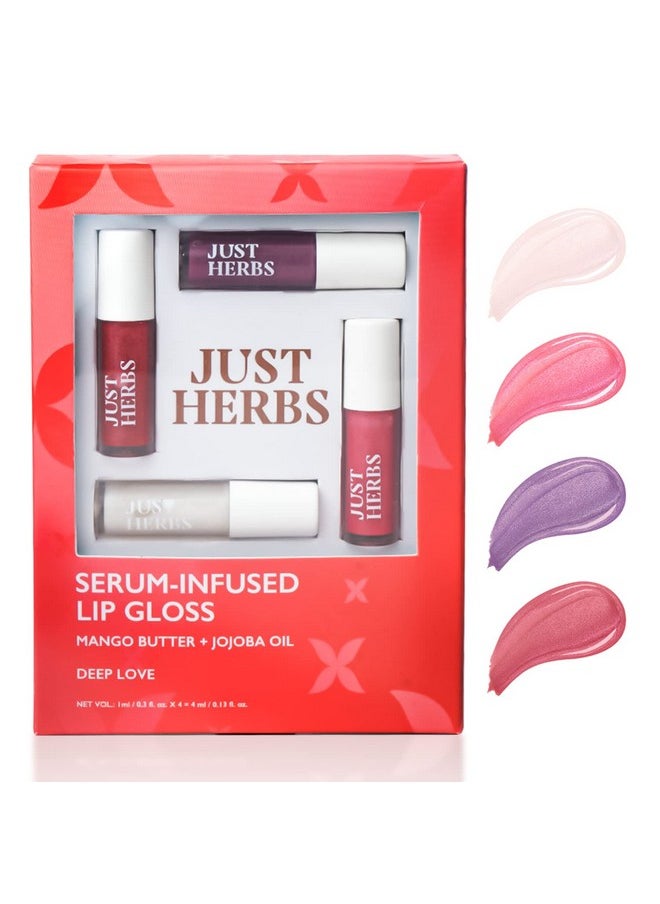 Just Herbs 4 In 1 Lip Gloss For Women, Serum Infused Non-Sticky Glossy And Hydrating Lip Gloss 4 Gm (Deep Love)  - Image 1