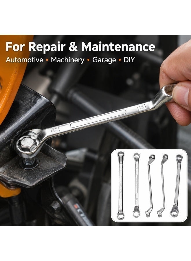 12mm x 13mm Deep Offset Double Box End Wrench, Metric 12-Point Ring Spanner, Heavy Duty Chrome Vanadium Steel Hand Tool for Automotive & Mechanical Repair in Tight Spaces - Image 5