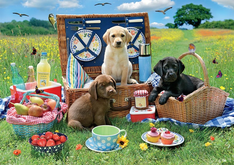 Buffalo Games - Adorable Animals - Puppy Park Picnic - 300 Large Piece Jigsaw Puzzle for Adults Challenging Puzzle Perfect for Game Nights - Image 1