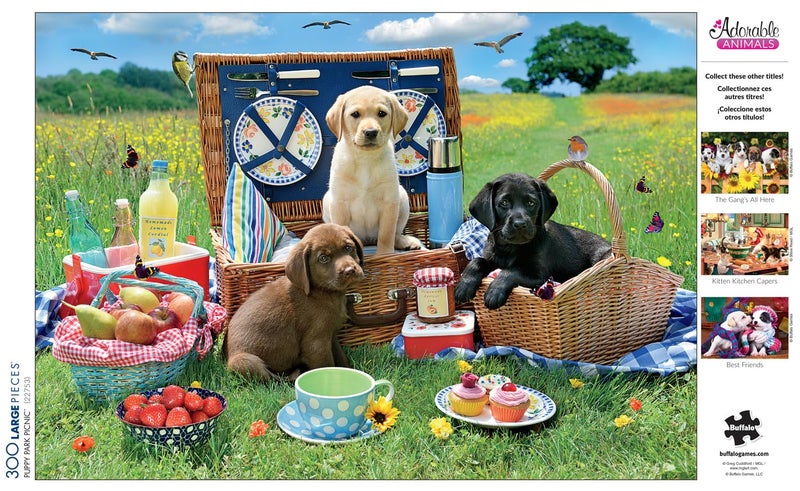 Buffalo Games - Adorable Animals - Puppy Park Picnic - 300 Large Piece Jigsaw Puzzle for Adults Challenging Puzzle Perfect for Game Nights - Image 5