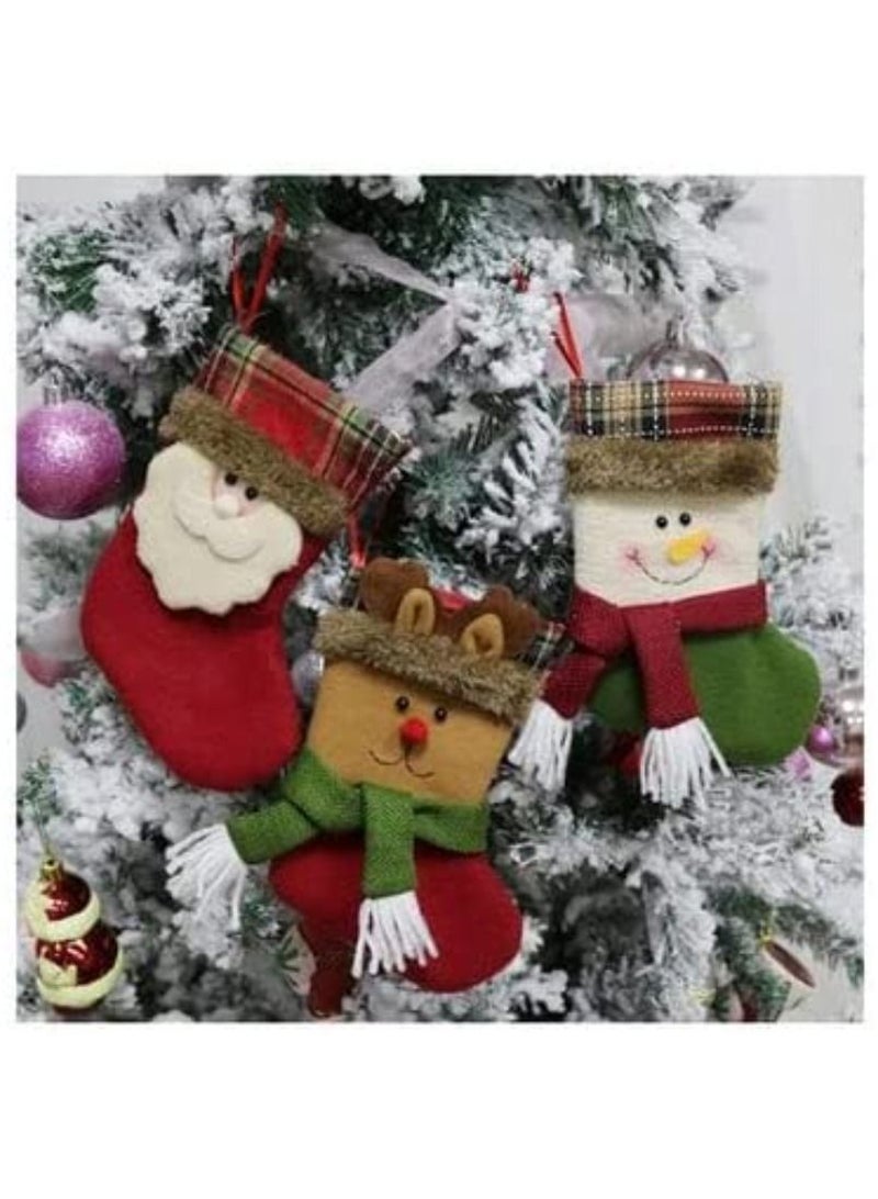 ACLIX 3-Piece Christmas Themed Hanging Stocking Ornament Set Multicolour 19x10centimeter - Image 2