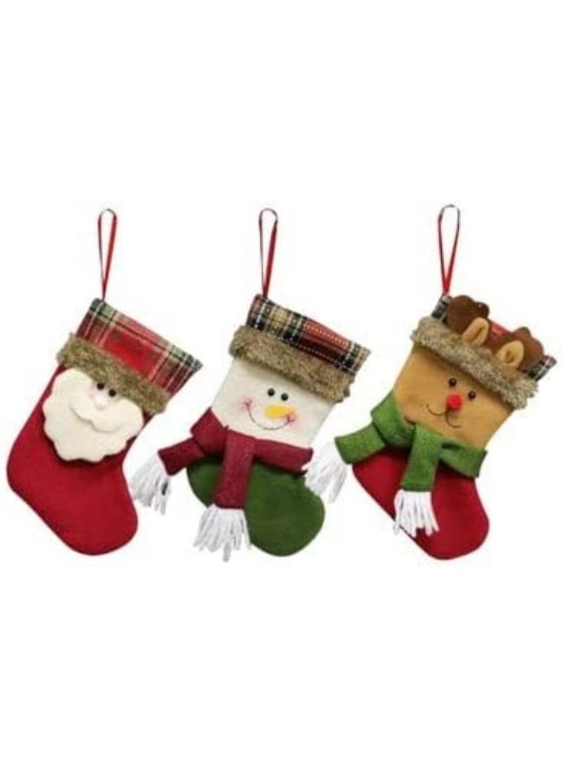 ACLIX 3-Piece Christmas Themed Hanging Stocking Ornament Set Multicolour 19x10centimeter - Image 1