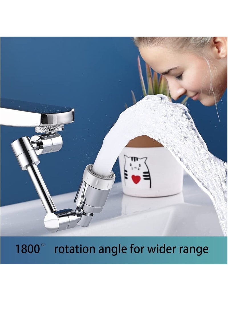1800° Large Angle Swivel Faucet Aerator, Durable Splash Resistant Faucet Extender, Two Water Saving Faucet Aerators for Bathroom Sink, Kitchen Sink (24 mm) - Image 2