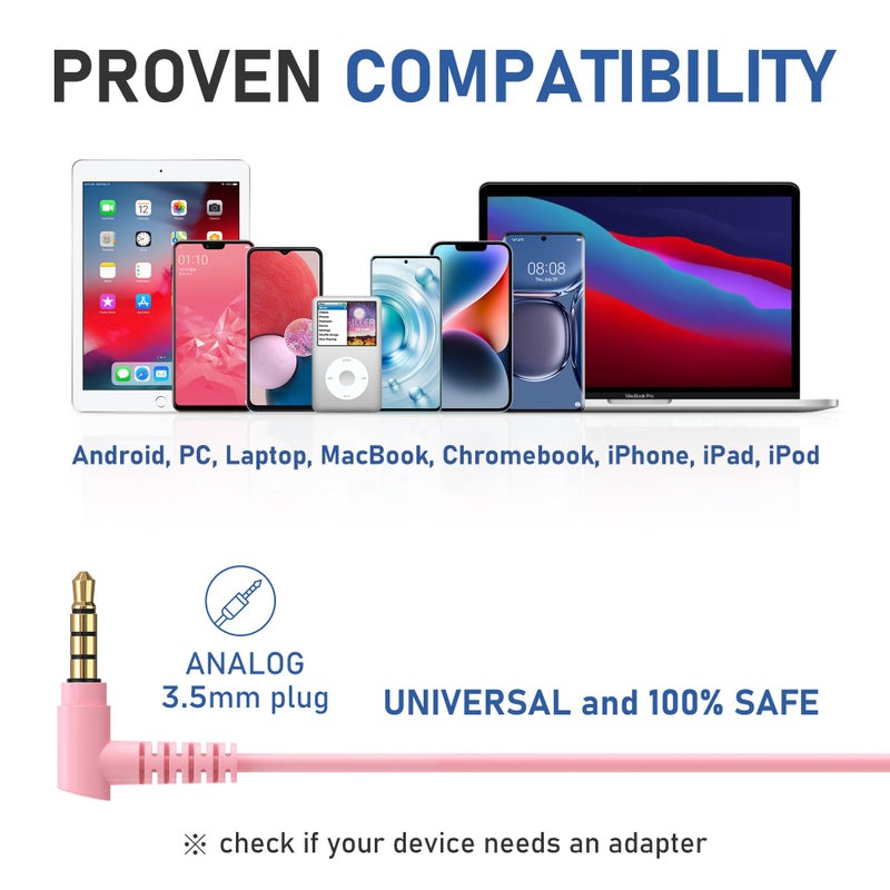 LUDOS Zenith Wired Earbuds in-Ear Headphones, 5 Year Warranty, Earphones with Microphone, Corded for 3.5mm Jack Ear Buds for iPhone, Samsung, Computer, Laptop, Kids, School Students, Small Ear - Pink - Image 5