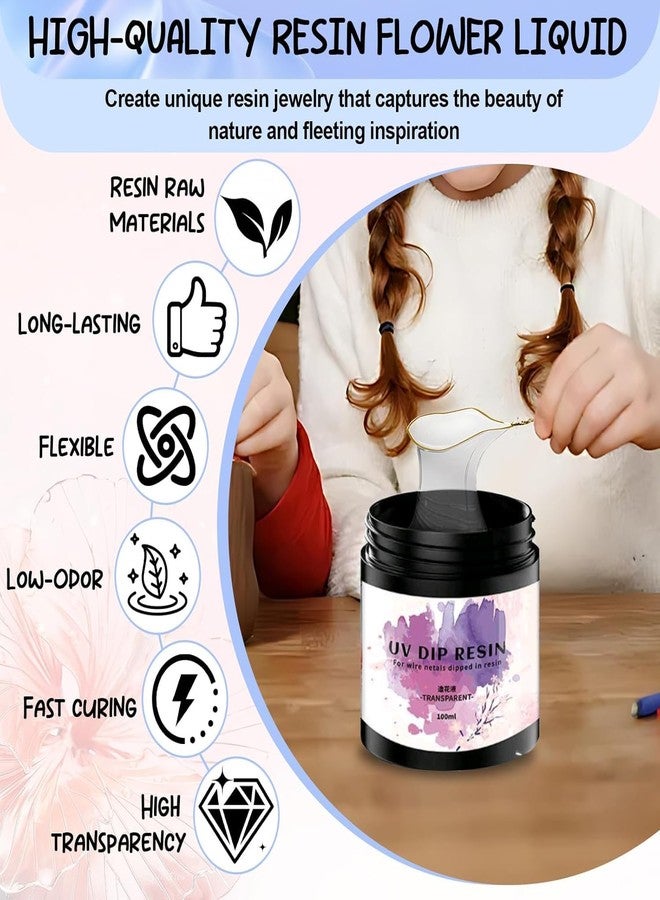 Pixora UV Dip Resin for Wire Flowers, Clear UV Resin 100g, Fast Curing Transparent Resin for Jewelry Making, DIY Craft Decoration, No Mixing Required - Image 3