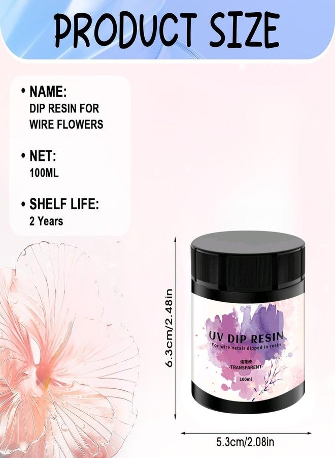 Pixora UV Dip Resin for Wire Flowers, Clear UV Resin 100g, Fast Curing Transparent Resin for Jewelry Making, DIY Craft Decoration, No Mixing Required - Image 2