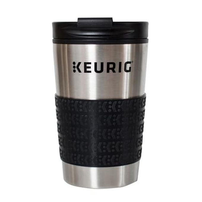Keurig Stainless Steel Insulated Coffee Travel Mug, Fits Under Any Keurig K-Cup Pod Coffee Maker, 12 Oz, Stainless Steel