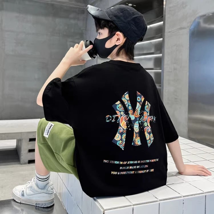 Boys' Short-Sleeved T-Shirt, Summer 2026 New Style, Korean Version, Trendy And Fashionable, Street-Style Boys' Summer Half-Sleeve Trendy T-Shirt - Image 4