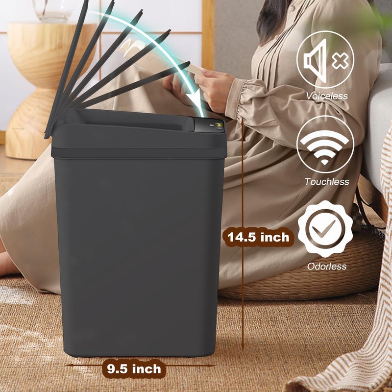 Yatmung 4 Gallons Bathroom Trash Can Automatic Touchless - 15.5 Liters Smart Trash Can Motion Sensor - Narrow, Plastic - Slim Electric Trash Bin - Skinny Garbage Can with Lid (Matte Black) - Image 5