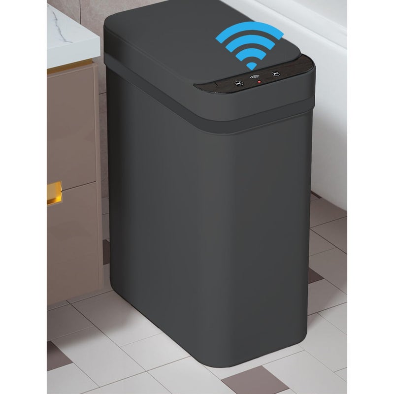 Yatmung 4 Gallons Bathroom Trash Can Automatic Touchless - 15.5 Liters Smart Trash Can Motion Sensor - Narrow, Plastic - Slim Electric Trash Bin - Skinny Garbage Can with Lid (Matte Black) - Image 1