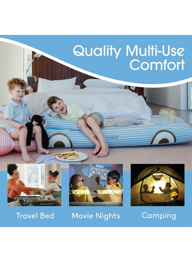 FUNBOY FUNBOY Kids Blue Inflatable Travel Bed & Mattress. Perfect for Sleepovers. Includes Carrying Case Storage Bag, Twin  - Image 1