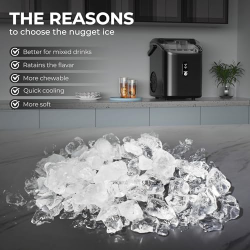 ZAFRO Nugget Ice Maker Countertop, 35.5Lbs/24Hrs Chewable Sonic Ice Machine with Self-Cleaning, Handle, Water Tank, Quiet Operation & Portable Pellet Ice Maker for Home, Office, Kitchen, Bar, Black - Image 5