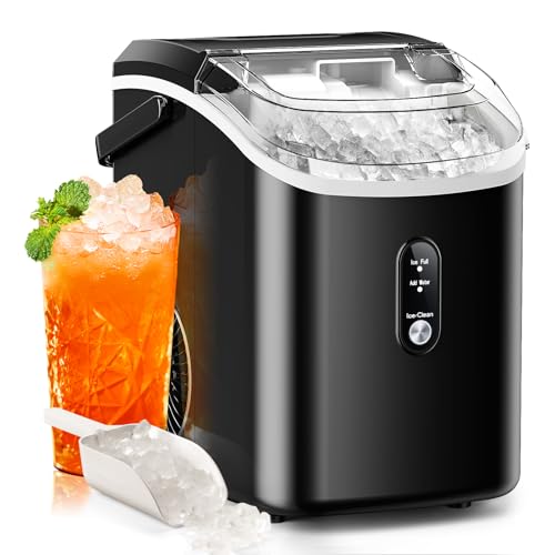 ZAFRO Nugget Ice Maker Countertop, 35.5Lbs/24Hrs Chewable Sonic Ice Machine with Self-Cleaning, Handle, Water Tank, Quiet Operation & Portable Pellet Ice Maker for Home, Office, Kitchen, Bar, Black - Image 1