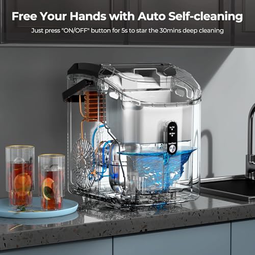 ZAFRO Nugget Ice Maker Countertop, 35.5Lbs/24Hrs Chewable Sonic Ice Machine with Self-Cleaning, Handle, Water Tank, Quiet Operation & Portable Pellet Ice Maker for Home, Office, Kitchen, Bar, Black - Image 3