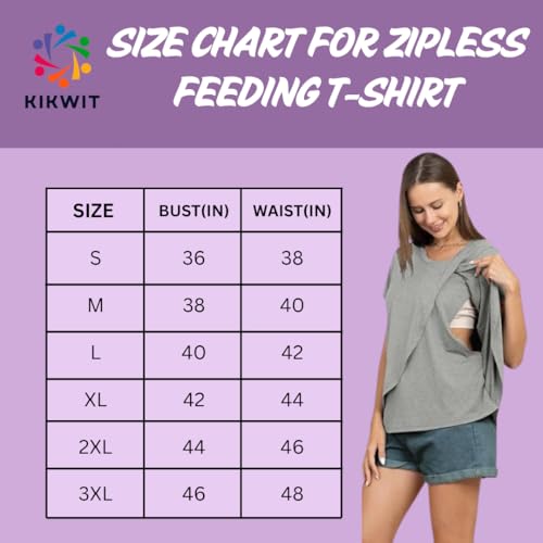 KIKWIT Women Cotton Maternity Feeding Tops Without Zip , Feeding Coverup Pregnancy Tshirt,Feeding T-Shirt for Easy Nursing & Breastfeeding, Maternity Top for Mothers (in, Alpha, M, Regular, Lavender) - Image 5
