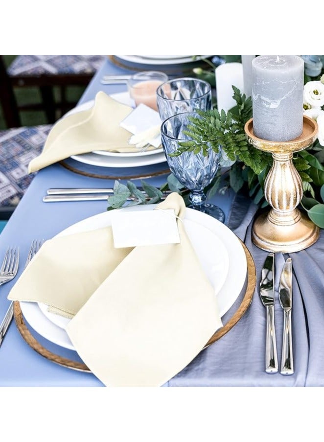 12Pcs Satin Napkins, Square Table Napkins, 17x17" Soft Dinner Napkins Elegant Silk Napkins for Dinner Wedding Parties, Soft Smooth Fabric Washable Napkins for Parties, Weddings and Dinners (Ivory) - Image 4