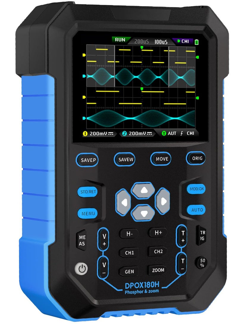 Excefore Digital Oscilloscope, DPOX180H 2 Channels Digital Phosphor Oscilloscope, 2 in 1 Handheld Oscilloscope, DDS Signal Generator, 180Mhz Bandwidth 500MSa/s Sampling Rate, for Automobile Maintenance - Image 1