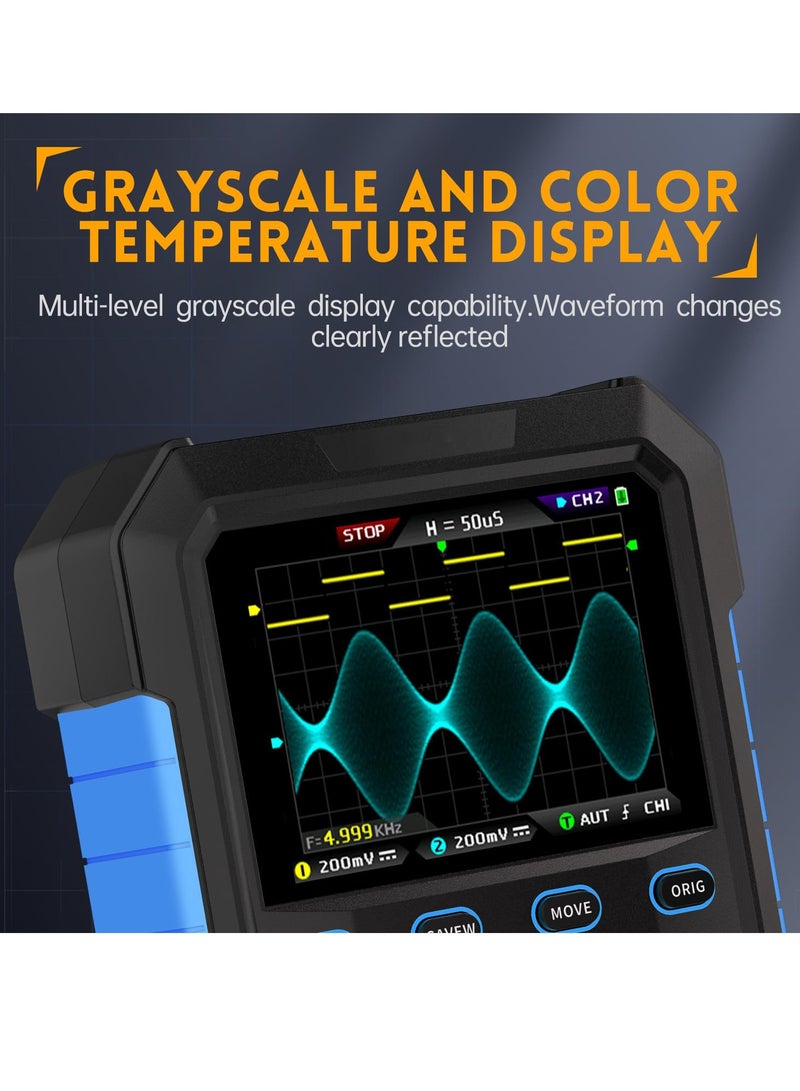 Excefore Digital Oscilloscope, DPOX180H 2 Channels Digital Phosphor Oscilloscope, 2 in 1 Handheld Oscilloscope, DDS Signal Generator, 180Mhz Bandwidth 500MSa/s Sampling Rate, for Automobile Maintenance - Image 4