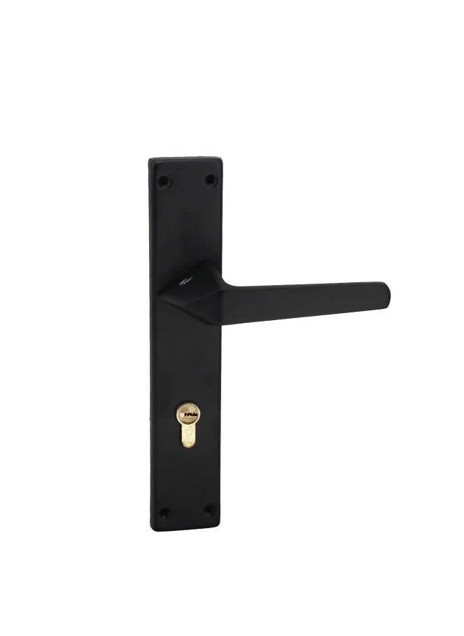 Lozan Pair Of Plate Door Handles With Lock Slot Black Color 