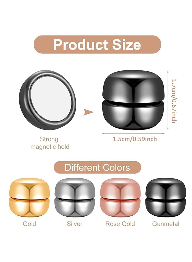 erorex 4 Pair Pinless Magnetic Hijab Pins Multi Use Hijab Magnets Commercial Strength Silver Gold Rose Gold Black - Image 2