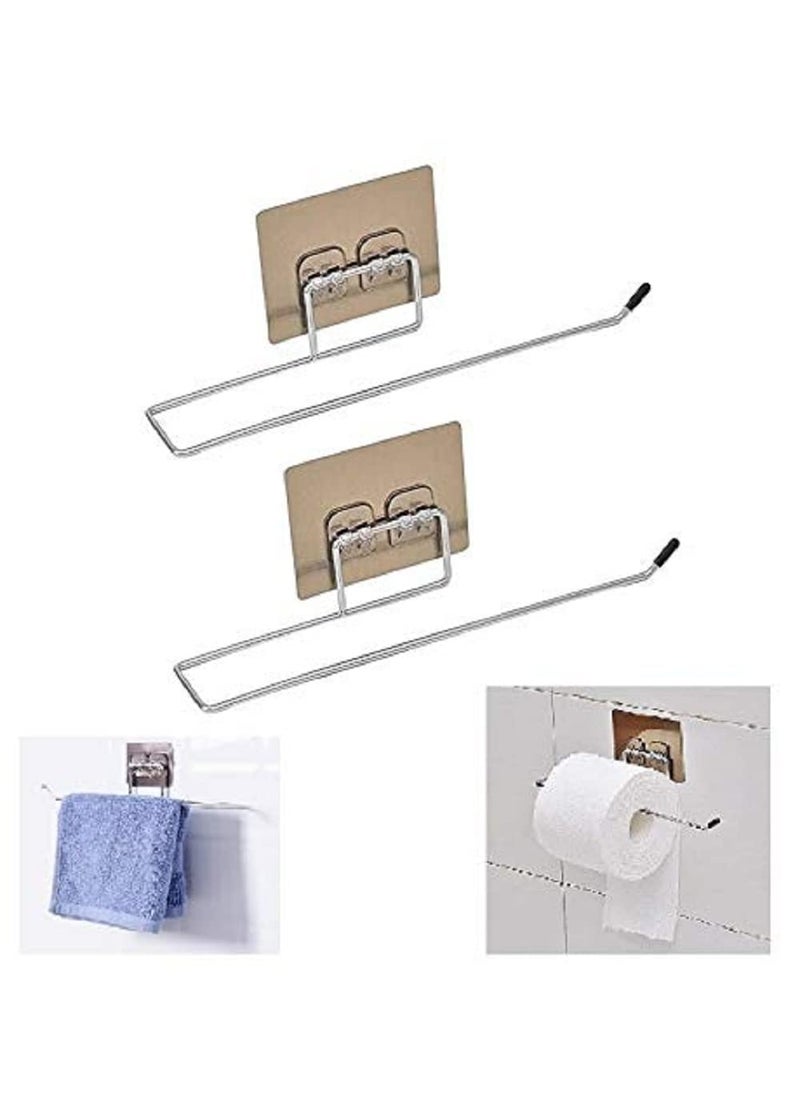 DONDA - DONDA Stainless Steel, Drill Free Self-Adhesive Paper Roll Holder, Tissue Paper Stand, Towel Bar Hanger | Towel Holder for Kitchen, Bathroom, Toilet (Pack of 1) - Image 1