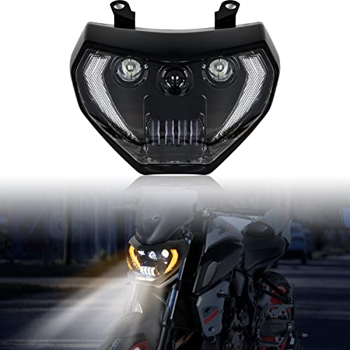 VEISUTOR LED Headlight for Yamaha MT07 MT09 FZ09, LED Head Light Headlamp Front Lamp with High Low Beam Turn Signal Light White Running Lights for Yamaha MT-07 MT-09 FZ-09 2014-2019 Accessories - Image 1