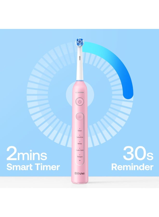 Bitvae R2 Rotating Electric Toothbrush for Adults with 8 Brush Heads, Travel Case, 5 Modes Rechargeable Power Toothbrush with Pressure Sensor, 3 Hours Fast Charge for 30 Days - Image 2