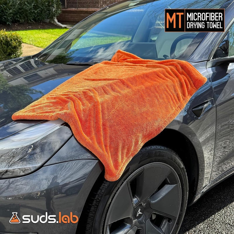 suds.lab منشفة تجفيف كبيرة من الألياف الدق��قة من سودز لاب (24 بوصة × 35 بوصة) لتنظيف وتفصيل السيارات الخارجية، آمنة على الزخارف البلاستيكية والزجاج وألياف الكربون والطلاء منزلي وصناعي خفيف - Image 5