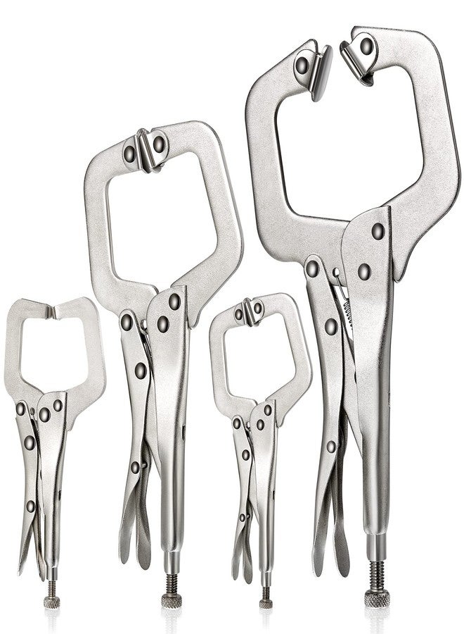 Minatee 4 Pcs Locking C Clamp Set, Locking Pliers with Fixed and Swivel Pads, 6 Inch, 9 Inch, 11 Inch, Metal Tools Welding Clamps for Home Farm - Image 1