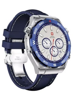 SWISS MILITARY Swiss Military Dom 3 Smartwatch- 1.43" AMOLED, Call Features, Multi Language, Heart Rate/BP/Oxygen Level Monitoring, Wireless Charging, 5-7 Days Battery Life,IP67, Compatibility: iOS/Android (Blue)  - Image 1