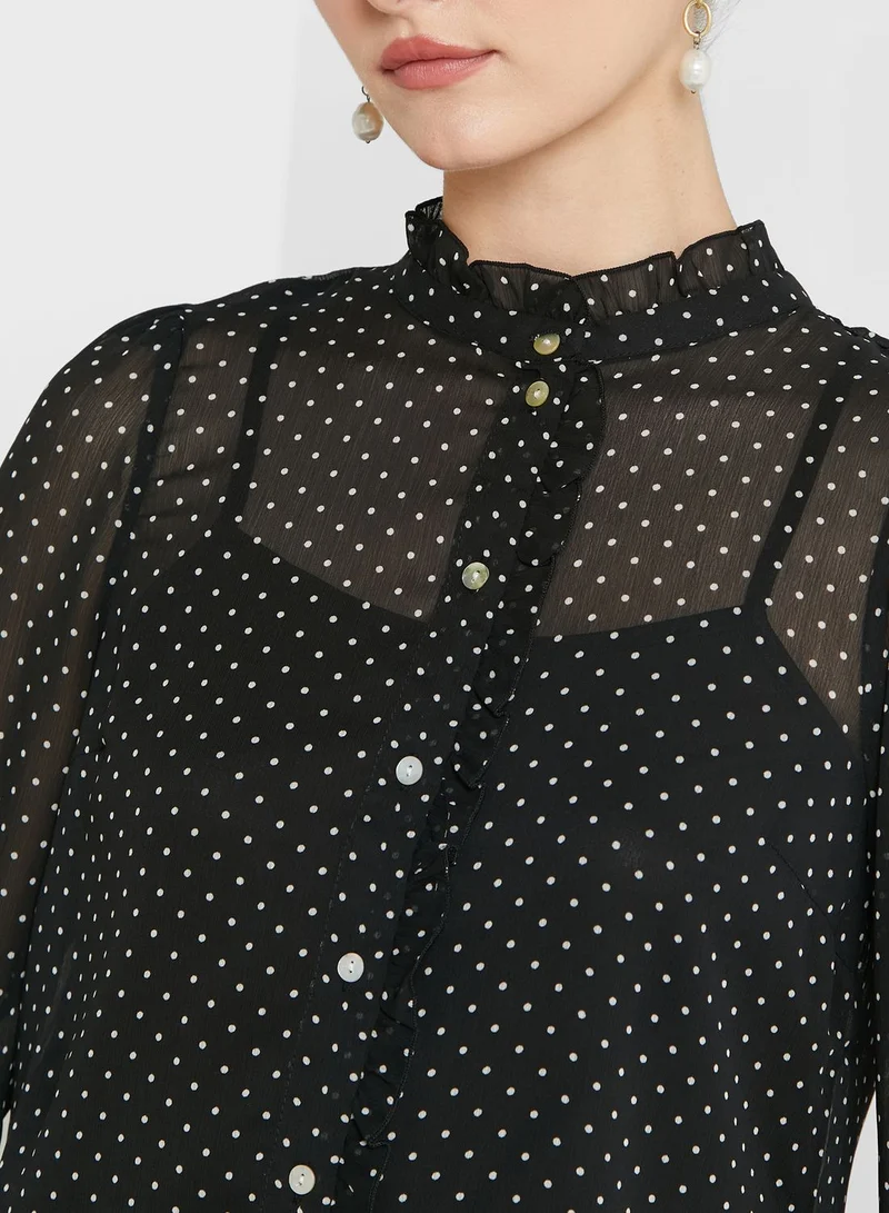 VERO MODA Polka Dot Button Down  Shirt