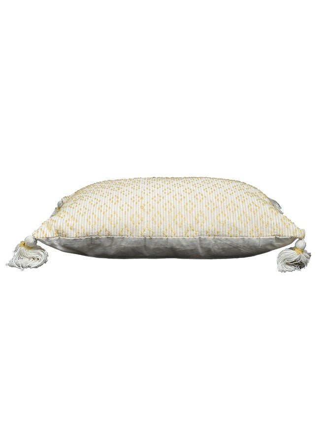 N & H Jute Decorative Tassel Cushion | Soft Boho Fabric Cotton Tassel | Pillows for Living Room & Bedroom, Sofa Couch Chair Decor | Size 14 x 20 Inch | 36 x 51 cm (Yellow Diamonds on Cream)  - Image 4