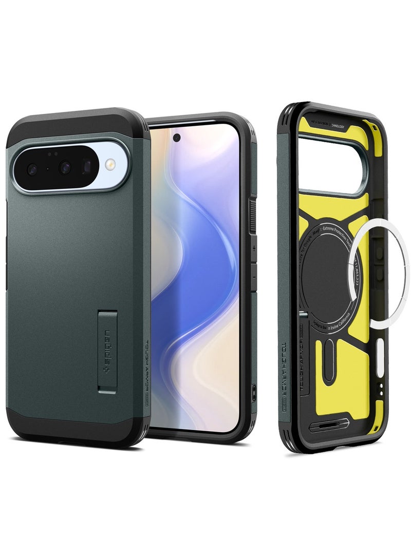 Spigen Tough Armor MagFit AI for Google Pixel 10 Case / Pixel 10 PRO Case Cover [Pixelsnap and MagSafe compatible] - Abyss Green