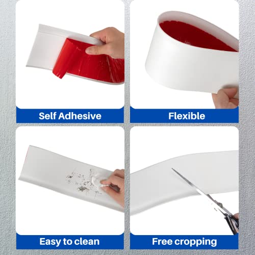 COUKIU Flexible Baseboard Molding Trim, 4 Inch x 20 Feet Self-Adhesive Vinyl Wall Base Cove Base, Peel and Stick Rubber Wall Base Moulding Trim(S100, White) - Image 2