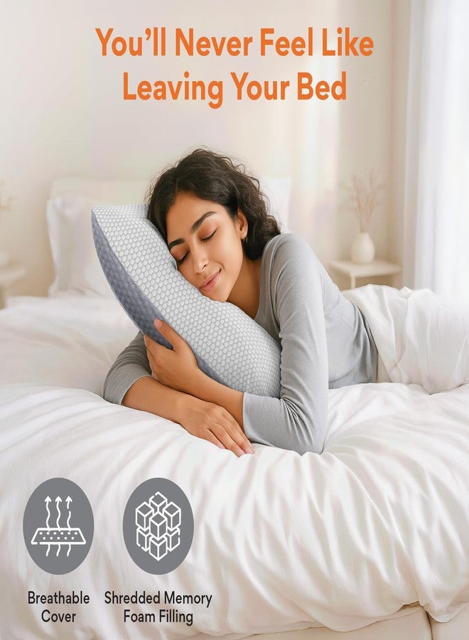 FOVERA All Season Sleeping Pillow | Adjustable Shredded Memory Foam Pillow for Bed | For Side & Back Sleepers - Relieves Neck & Shoulder Pain, Soft Washable Cool Fabric Cover (20 x 15 Inch, Pack of 1) - Image 5