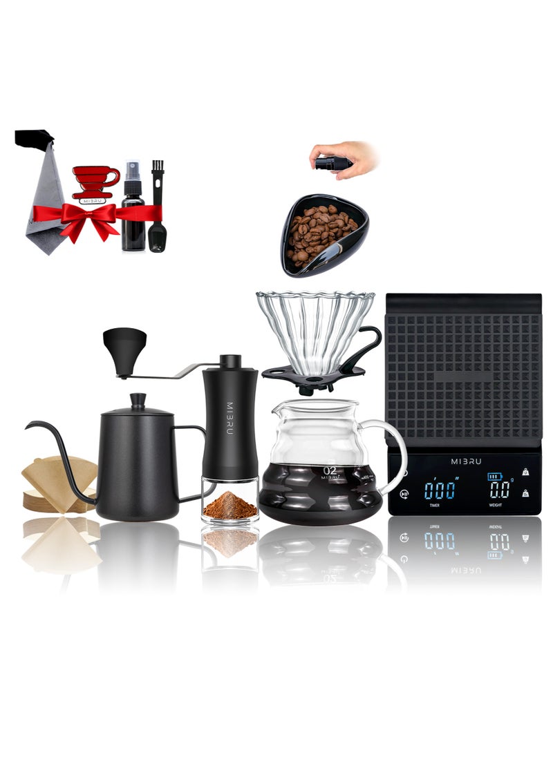MIBRU V60 Pour Over Coffee Maker Coffee Set, Drip Coffee Set Coffee Grinder Coffee Kettle V60 Coffee Dripper Coffee drip ,V60 Coffee Server V60 filter Coffee Serving Set Drip distilled  - Image 1