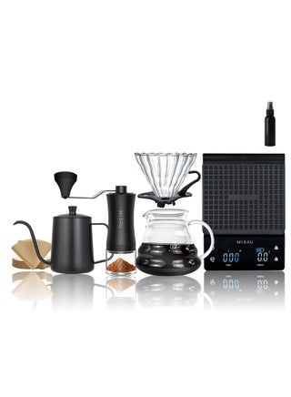 V60 Pour Over Coffee Maker Coffee Set, Drip Coffee Set Coffee Grinder Coffee Kettle V60 Coffee Dripper Coffee drip ,V60 Coffee Server V60 filter Coffee Serving Set Drip distilled