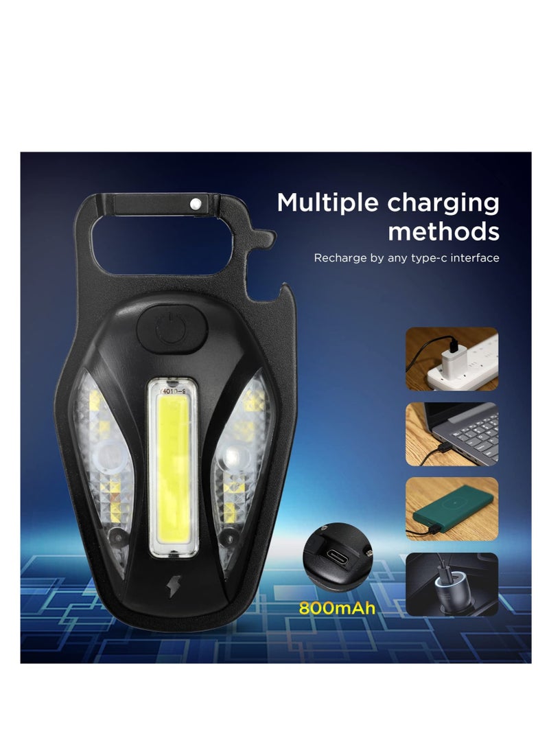 COB Work Light, Portable Waterproof Small Led Keychain Flashlights, Rechargeable Cob Keychain Light, Collapsible Bracket and Strong Magnet, Perfect for Night Running, Camping - Image 2