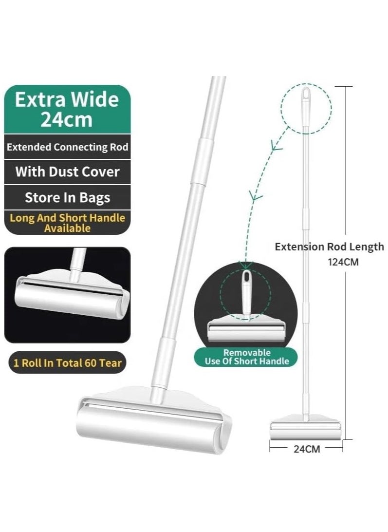 Arify-Tech Arify - 9.45” (24cm) Large Lint Roller with Extendable 3 Long Handle, Extra Sticky 180 Sheets, Tearable Sticky Fluff Roller for Pet Hair Clothes Carpet Car Seat and Cushions. (With 2 Refills)  - Image 2