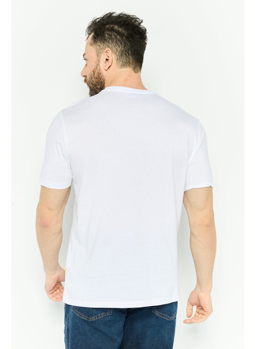 Gazzarrini Men Crew Neck Short Sleeve Brand Logo T Shirt, White  - Image 4