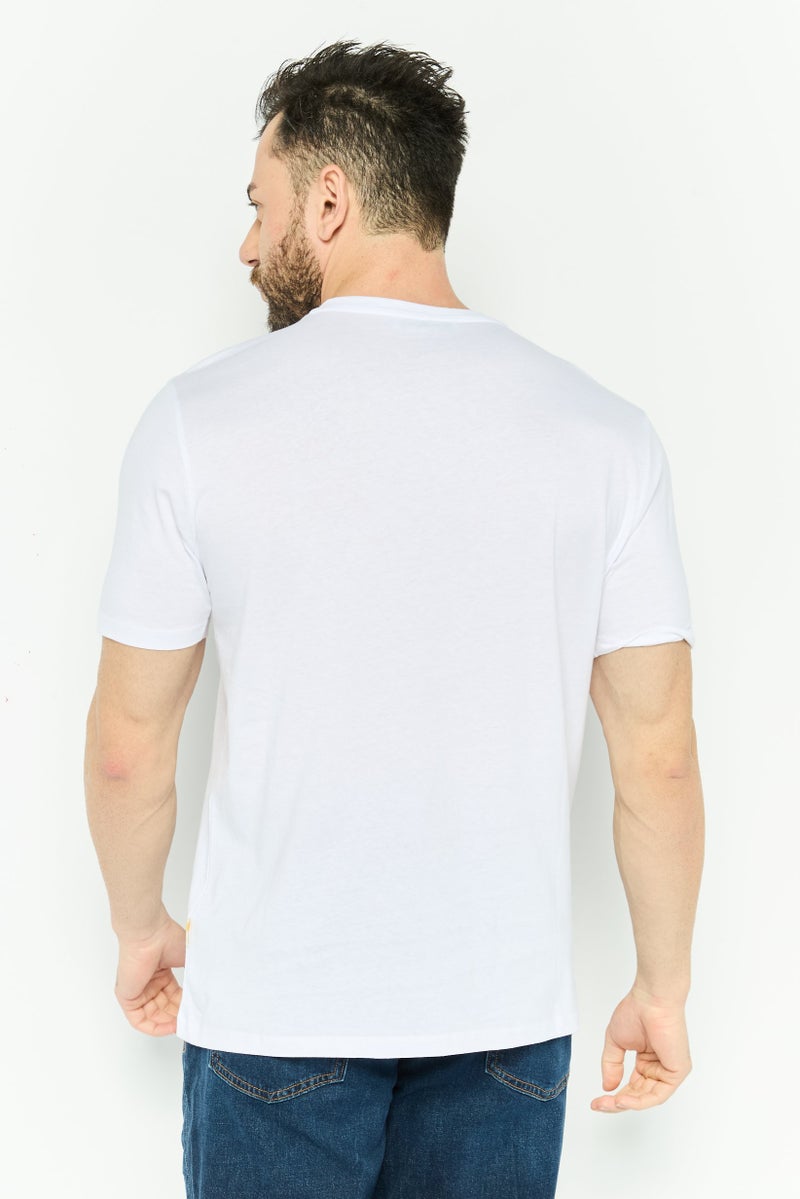 Gazzarrini Men Crew Neck Short Sleeve Brand Logo T Shirt, White - Image 4