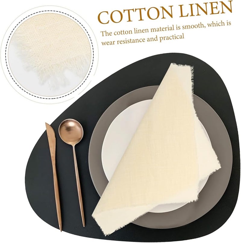 مناديل كتان قطني بيج 4 قطع قابلة للغسل وإعادة الاستخدام لحفلات الزفاف والمطاعم - Image 5